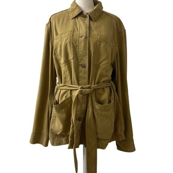 Gap Tan Tencel Tie Belt Utility Jacket Lightweight Casual Transitional Medium - Picture 2 of 15
